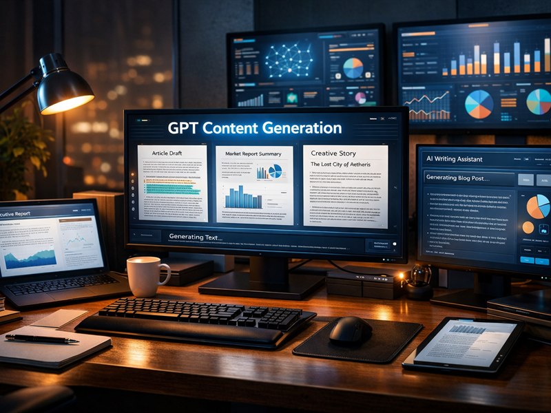 GPT-powered content generation workspace with summaries, reports, and written outputs