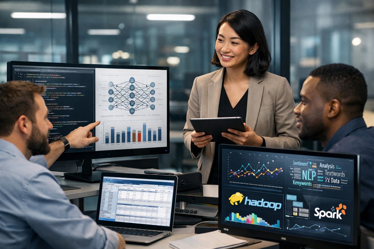 Data scientists working with machine learning and analytics models